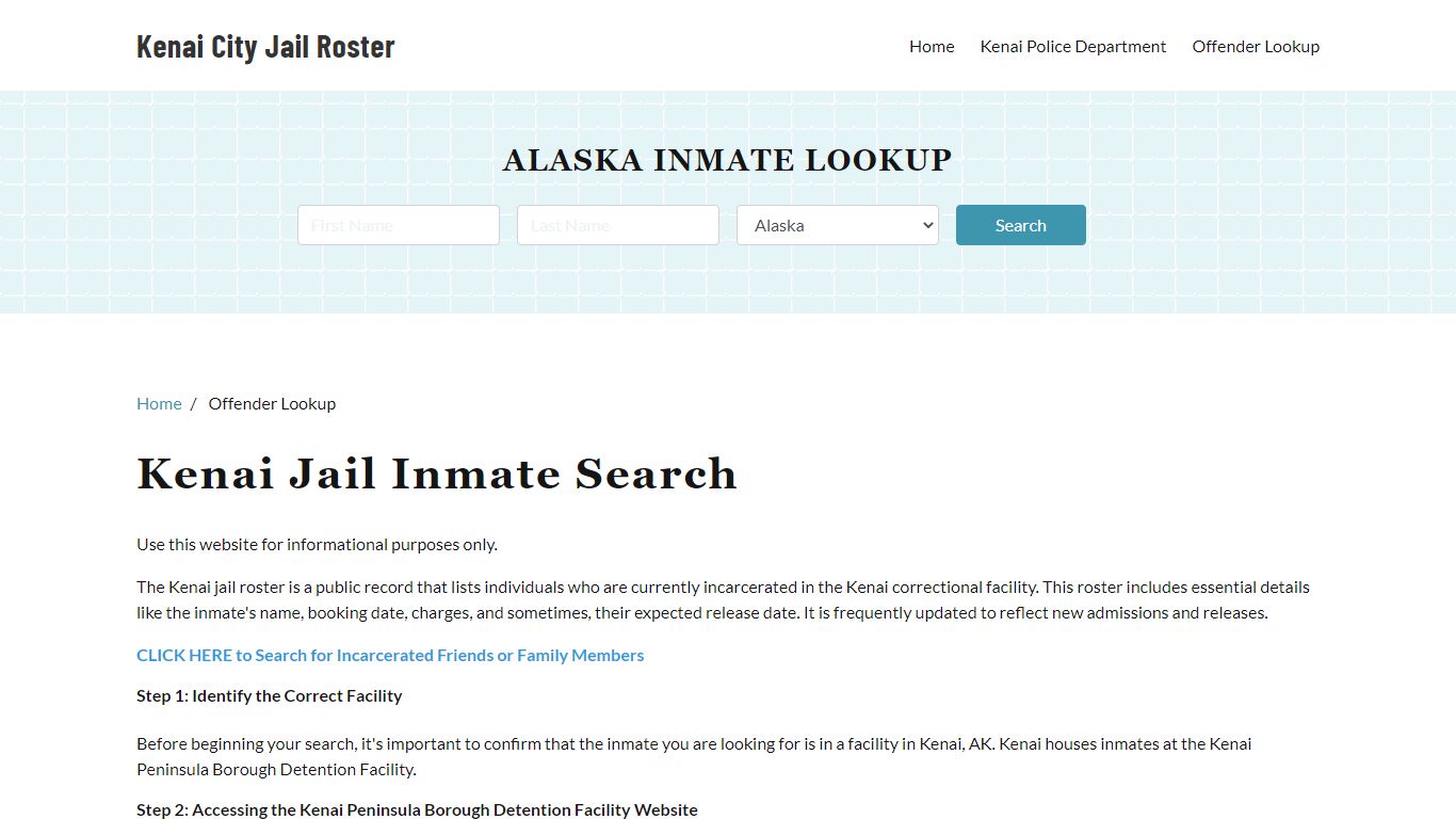 Kenai, AK Detainee Lookup - Kenai City Jail